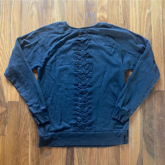 Volcom women’s dark grey lattice back sweatshirt size S. - Picture 2 of 5